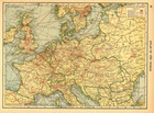 1912 Original Map Europe Or Central Europe  Color Vintage From Hammond Atlas