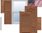 Open Louver Lifetime Vinyl Shutters 14 5  W X 55  H - Treated Cedar Finish
