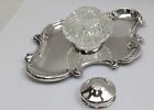 Vintage Antique Sterling Silver Crystal Glass Desk Inkwell Inkstand Tray Set