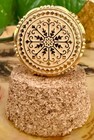 Vintage Gold Tone Snowflake Compact  pill Box  estee Lauder  solid Perfume  marked