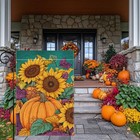 Fall Pumpkin Garden Flag 12x18 Inch Double Sided Thanksgiving Leaves Sunflower 