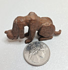 Vintage 1970s Hand Carved 2  Wooden Blood Hound Dog Miniature Figurine