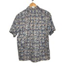 Vintage Hilo Hattie Mens Floral Pineapple Hawaiian Popover Shirt Sz Large Blue