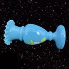 Antique Hand Blown Art Glass Vase Hand Made Painted Floral Blue With Ruffled Top