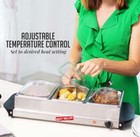 Calentador De Alimentos Para Servir Y Buffets Tres Platos De Acero Inoxidable