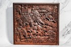  Large Antique Colonial India Carved Wood Plaque Anglo-indian Elephant Tiger