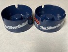 Vintage Coors Light The Silver Bullet Navy Blue Plastic Ashtrays Lot Of 2