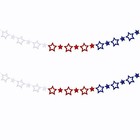 2 Pack Patriotic Star Garland - Red White Blue Banner - Fourth Of July