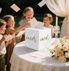 Iridescent White Card Box For Party 9 X 9 Inch Gift Card Box Holder For Weddi   