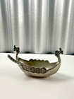 Vintage Norwegian Pewter Viking Ship Salt Cellar W  Spoon Decorative Tiny