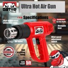 2000w Hot Heat Air Gun Wind Blower Dual Temperature Settings High Power Tool Red