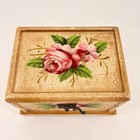 Vtg 90s Cottagecore Hand Painted Floral Trinket Box Wood Keepsake Chest W  Clasp
