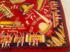 1939 Ny Worlds Fair  Red Silk Scarf Buildimgs Rca Consumer Aviation 18x19 1 2