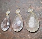 Lot Of 3 Antique Vintage Chandelier Teardrop Pendalogue Prisms W  Bead 2 5   