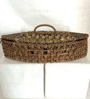 Early 1900 s  Wicker Sewing Basket Green Silk Lining 10  X 4  X  2  1 2 