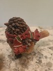 Rustic Pinecone Look Resin Bird Figurines Christmas Sparkle 