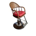 Vintage Takara Belmont Hydraulic Barber Chair Cane Back Red Vinyl - Local Pickup