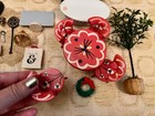 Vtg Dollhouse Miniature Furniture   Accessories Lot 30  Items Crib Dresser Clock
