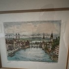 Cityscape Framed Art Print Signed Landscape Paper Cities   Towns Theme
