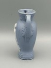 Vintage Powder Blue Jasperware Vase W  Grecian Woman Cameo 2-handle Vase - 2 