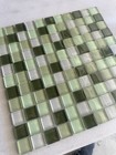 Light Green Mix Glossy Glass Mosaic 1 x1  Stacked Mesh Mounted