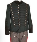 Men   s Green Hussar Military Jacket Gold Braided Dolman Parade Coat Slim