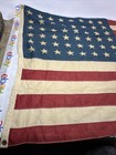 Vintage 48 Star American Flag Cotton Bunting Printed Stars Sewn Stripes Old 