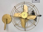 Vintage Style Royal Navy London Brass Gold Wall Mount Electric Fan 4 Blade