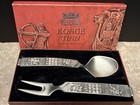Vintage Konge-tinn Norwegian Pewter Salad Serving Fork   Spoon Viking Mcm