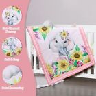 Crib Bedding Set For Baby Girls - 3 Piece Elephant Baby Bedding Set Includes    