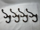 4 - 7    Cast Iron Gold Triple School Style Coat And Hat Hooks Hall Tree Or Wall