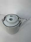 Vintage Chinese White Porcelain Teapot W  Wire Handle - Minimalist Cylindrical