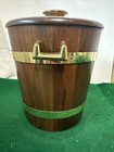 Vintage Walnut Plastic Lined Ice Bucket With Handles