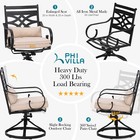 5-piece Patio Dining Set Metal Round Table   Swivel Chairs Outdoor Furniture Set