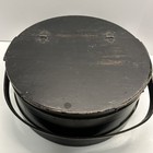 Vtg Firkin Wooden Sewing Basket Box Hinged Lid Handle Primitive Decor