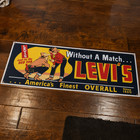 Levi s  without A Match  Banner 4ft     Vintage Style 1940s Cowboy Ad Sign