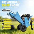 New 15hp Gasoline Powered 5in Wood Chipper With 3-wheel Electric Start Usa Stock