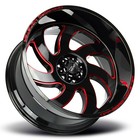 20x10 Off-road Monster Wheels M07 Gloss Black Candy Red Milled Rims  4pcs 