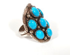 Vintage Old Pawn Sterling Silver Turquoise Cluster Ring Sz 9 Navajo Indian