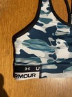 New Under Armour Girls Youth Large Heatgear Sports Bra Green   White Camo