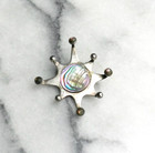 Vintage Taxco Sterling Silver Mother Of Pearl Sun Brooch Modernist Signed Eagle3