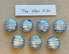 7 White  Silver W blue Silver Foil 23mm Round Coin Lampwork Glass Beads