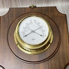 Barigo German Mid Century Vtg Weather Station Thermometer   Barometer Wood Brass