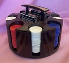 E s Lowe Poker Chip Caddy Bakelite Swirl Vintage 1960 s Chips   Cards Orig Box