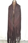  Antique Silk Shawl Embroidered Lg 49x49 Dark Purple Fringe 20 Piano Original 