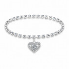 Women Crystal Heart Anklet Silver Tone Rhinestone Adjustable Beach Foot Jewelry