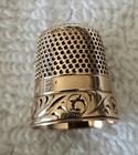 Antique Collectible Tested 10 Kt Gold Thimble W  Monogram - Size 8