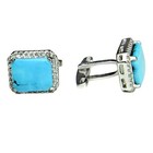 Natural Turquoise Octagon Gemstone 925 Sterling Silver Men s Designer Cuff Links