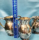 Antq Meriden B Creamer   2 Sugars Quadruple Plate  1958 Missing Lid Honeycomb