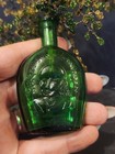 Vtg Wheaton Green Glass Ben Franklin Mini Flask Bottle W  Beaded Wire Bonsai   